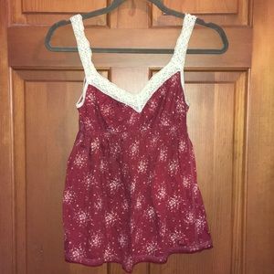 Maroon Tank w/ thick Embroidered straps